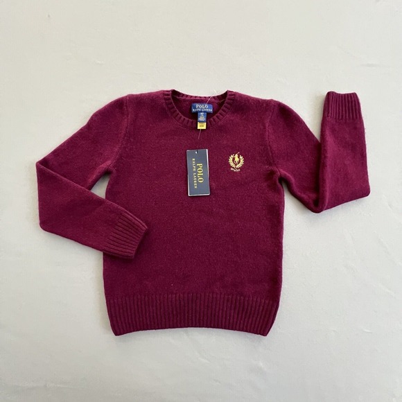 Polo Ralph Lauren Boys Sweater SMALL Size 7 Crest 90% Wool 10% Cashmere $135 NEW